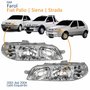 Par Farol Principal Fiat Palio Siena Strada Fire 2001 2002 2003 2004 Carcaça Cinza