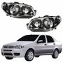 Par Farol Principal Fiat Siena 2004 Até 2007 Máscara Cromada Anel Negro