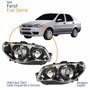 Par Farol Principal Fiat Siena 2004 Até 2007 Máscara Cromada Anel Negro
