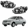 Par Farol Principal Fiat Siena 2004 Até 2007 Máscara Cromada Anel Negro
