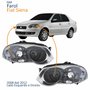 Par Farol Principal Fiat Siena 2008 Até 2012 Máscara Cromada Anel Negro