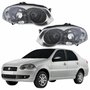 Par Farol Principal Fiat Siena 2008 Até 2012 Máscara Cromada Anel Negro