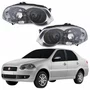 Par Farol Principal Fiat Siena 2008 Até 2012 Máscara Cromada Anel Negro