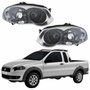 Par Farol Principal Fiat Strada 2008 Até 2012 Máscara Cromada Anel Negro