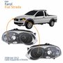 Par Farol Principal Fiat Strada 2008 Até 2012 Máscara Cromada Anel Negro