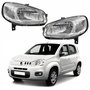 Par Farol Principal Fiat Uno Vivace 2015 Até 2021 Máscara Cromada