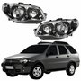 Par Farol Principal Fiat Weekend 2004 Até 2007 Máscara Cromada Anel Negro