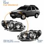 Par Farol Principal Fiat Weekend 2004 Até 2007 Máscara Cromada Anel Negro