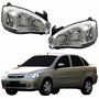Par Farol Principal Gm Corsa Sedan 2003 Até 2012 Pisca Raiado Máscara Cromada
