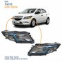 Par Farol Principal Gm Onix 2012 Até 2016 Máscara Negra Friso Azul