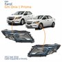 Par Farol Principal Gm Onix Prisma 2012 Até 2016 Máscara Negra Friso Azul