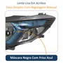 Par Farol Principal Gm Onix Prisma 2012 Até 2016 Máscara Negra Friso Azul