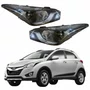 Par Farol Principal Hyundai Hb20x 2012 Até 2016 Máscara Negra Com Friso Cromado