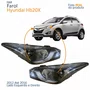 Par Farol Principal Hyundai Hb20x 2012 Até 2016 Máscara Negra Com Friso Cromado