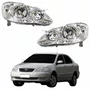 Par Farol Principal Toyota Corolla 2003 Até 2008 Máscara Cromada Com Lente Frisada