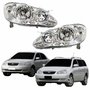 Par Farol Principal Toyota Corolla Fielder 2003 Até 2008 Máscara Cromada Com Lente Frisada