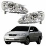 Par Farol Principal Toyota Fielder 2003 Até 2008 Máscara Cromada Com Lente Frisada