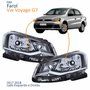 Par Farol Principal Vw Voyage G7 2017 2018 Foco Simples Friso Cromado