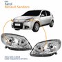Par Farol Principal Renault Sandero 2012 2013 2014 Máscara Cromada