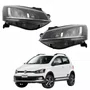Par Farol Vw Crossfox 2015 Até 2019 Máscara Negra Friso Cromado
