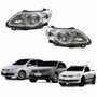 Par Farol Vw Gol Voyage G5 2008 Até 2012 Saveiro G5 2008 Até 2013 Máscara Cromada Defletor Logo