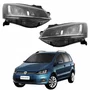 Par Farol Vw Spacefox 2015 Até 2019 Máscara Negra Friso Cromado