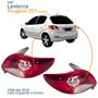 Par Lanterna Traseira Peugeot 207 Hatch 2008 Até 2016 Bicolor Grade Cromada