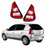 Par Lanterna Traseira Renault Sandero 2012 2013 2014 Bicolor Com Friso Cromado